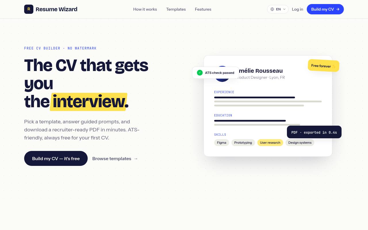 Resume Wizard screenshot