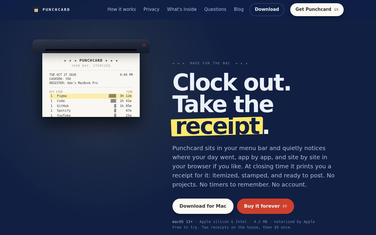 Punchcard screenshot