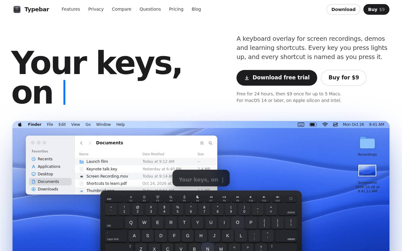 Typebar screenshot